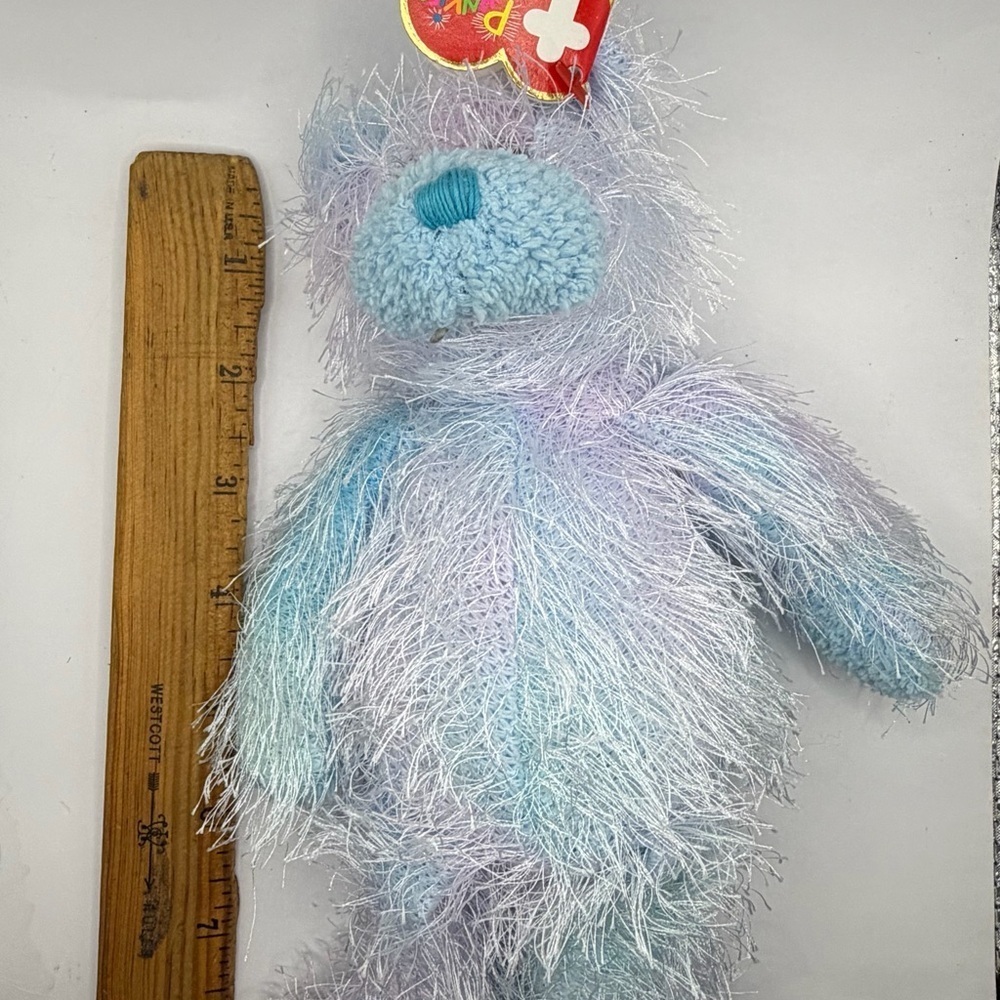 TY Punkies  Twizzles plush Fuzzy Blue and White Stuffed Bear 8” 2002 - Picture 10 of 10